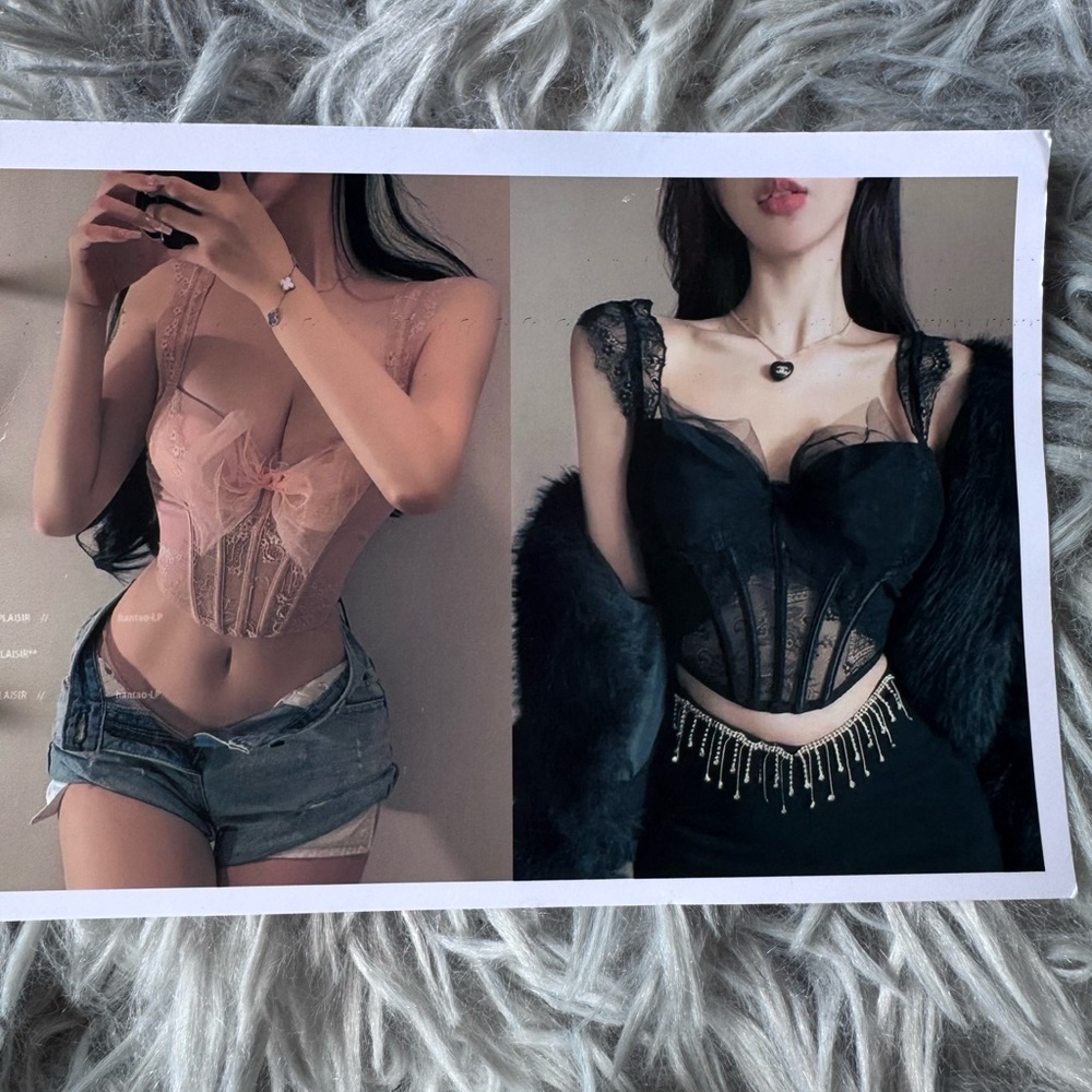 Chic Lace Corset Top in Pink and Black